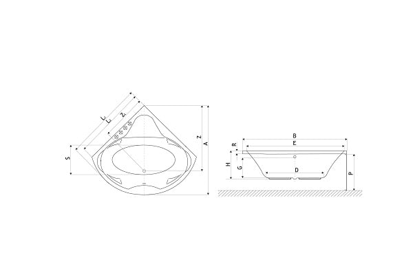 Чертеж Radaway Tilia 190x90 см (WA1-03-190x090U)