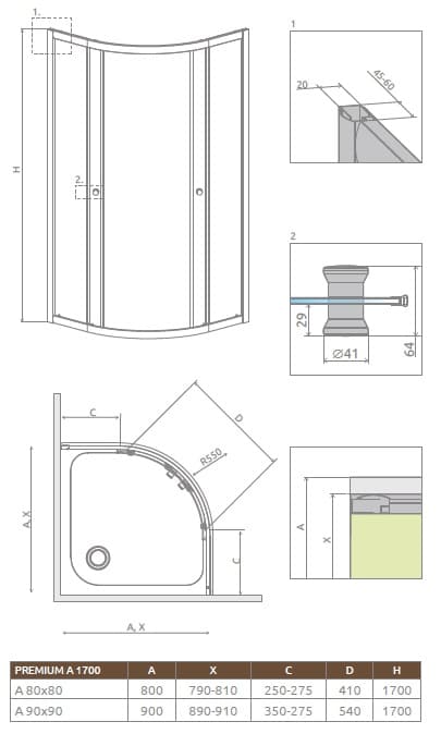 Чертеж Radaway Premium a 1700