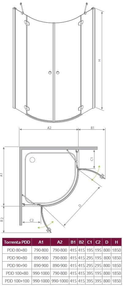 Чертеж Radaway Torrenta PDD 90 R