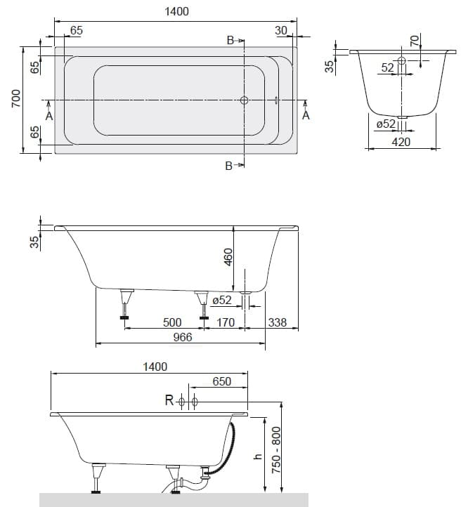 Чертеж Villeroy&Boch Architectura (UBA147ARA2V-01)