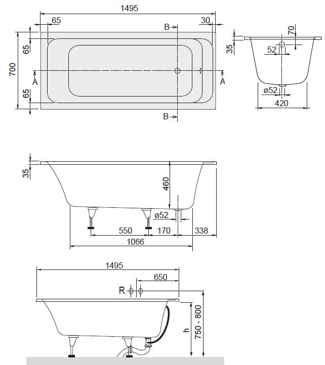 Чертеж Villeroy&Boch Architectura (UBA157ARA2V-01)