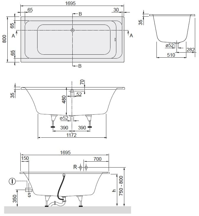 Чертеж Villeroy&Boch Architectura (UBA178ARA2V-01)