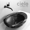 Керамическая раковина 60 см Cielo Le Giare, черный мрамор (LGLA60-BC) На столешницу, На тумбу Овальные