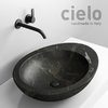 Керамическая раковина 60 см Cielo Le Giare, черный мрамор (LGLA60-NQ) На столешницу, На тумбу Овальные
