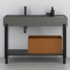 Мебельный комплект с раковиной, корзиной, полкой и стальной консолью Cielo Plinio 115, темно-серый c черным (PNLA115-CM+PNST115-NM+PNPI115E-RO+PNSC-NA) Cielo Мебельные комплекты