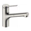 Змішувач для кухні з висувним виливом Hansgrohe Zesis M33 150, нержавіюча сталь (74820800) Для кухні Нержавіюча сталь
