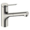 Смеситель для кухни с выдвижным изливом sBox Hansgrohe Zesis M33 150, нержавеющая сталь (74821800) Для кухни Нержавеющая сталь