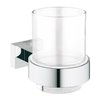 Стакан с настенным держателем Grohe Selection Cube, хром/прозрачное стекло (40755001) Стаканы для зубных щеток Grohe