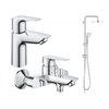 Набор смесителей для ванны с душевой стойкой Grohe BauEdge, хром (UA12336TS0) 