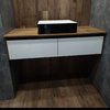 Тумба підвісна під раковину, 125х50 см Fancy Marble MELVIN, шпон / білий (АО7711) Fancy Marble Тумби
