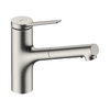 Смеситель для кухни Hansgrohe Zesis M33, с выдвижной лейкой, нержавеющая сталь (74800800) Для кухни Нержавеющая сталь
