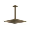 Потолочный верхний душ 250х250 мм с душевым кронштейном Gessi Inverso Rigato, Antique Brass (59155-713) Верхние души античная латунь