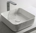 Раковина накладная 40 см Cielo Shui Comfort, белый мрамор (SHCOLAQ40-CS) На столешницу, На тумбу Квадратные