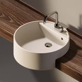 Керамическая раковина 52 см Flaminia Twin Set 52, milky white (5054) На столешницу, Полувстраиваемые Круглые