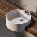 Керамическая раковина 52 см Flaminia Twin Set 52, white (5054) На столешницу, Полувстраиваемые Круглые