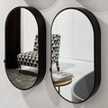 Дзеркальна шафка 50 см Cielo I Catini Oval Box, Matt Black (CASPCO-NM) Cielo Дзеркальні шафи