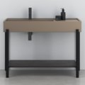 Мебельный комплект с раковиной, полкой и стальной консолью Cielo Plinio 115, коричневый c черным (PNLA115-AN+PNST115-NM+PNPI115E-RO) Cielo Мебельные комплекты