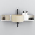 Мебельный комплект с подвесной раковиной и подвесной полкой Cielo Sella, бежевый c белым (SELS-LN+SEPO-Matt White) Cielo Мебельные комплекты