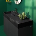 Керамическая раковина 120 см со скрытым сливом Laufen Kartell, черный глянцевый (H8133320201111) На столешницу, На тумбу, Подвесные Прямоугольные