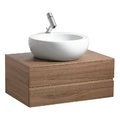 Тумба підвісна з 2 ящиками і отвором під раковину в центрі, 80 см Laufen IL BAGNO Alessi One, волоський горіх (H4240230976301) Laufen Тумби