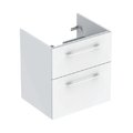Тумба для встроенного умывальника 588 мм с 2-мя ящиками, slim rim, Geberit Selnova Square, белый глянцевый (501.204.00.1) Geberit Тумбы