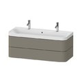 Мебельный комплект с раковиной на 2 смесителя 117,5х49 см, Duravit Happy D.2 Plus, серый камень (HP4379O92920000) Duravit Мебельные комплекты