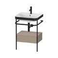 Мебельный комплект с раковиной с 1 отверстием и консолью, 57,5х49 см, Duravit Happy D.2 Plus, льняной декор (HP4740O7575) Duravit Мебельные комплекты