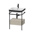 Мебельный комплект с раковиной с 1 отверстием и консолью, 57,5х49 см, Duravit Happy D.2 Plus, серо-коричневый (HP4740O6060) Duravit Мебельные комплекты