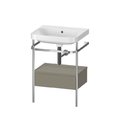 Мебельный комплект с раковиной без отверстия и консолью, 57,5х49 см, Duravit Happy D.2 Plus, серый камень (HP4840N9292) Duravit Мебельные комплекты