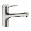 Змішувач для кухні з висувним виливом Hansgrohe Zesis M33 150, нержавіюча сталь (74820800) Для кухні Нержавіюча сталь
