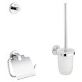 Набір аксесуарів для ванної кімнати 3в1 Grohe Essentials, хром (40407001) Гачки для халатів, рушників, Йоржики для унітазу, Паперотримачі Grohe