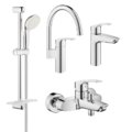 Набір змішувачів для кухні та ванни з душовим гарнітуром Grohe Eurosmart New, хром (UA123248MK) 
