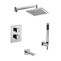 Термостатический душевой комплект для ванны Paffoni Shower, верхний душ 300х300 мм, хром (KITLEQ519CR300) Душевые комплекты (системы) Хром