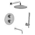 Термостатический душевой комплект для ванны Paffoni Shower, верхний душ d 300 мм, нерж. сталь (KITLIQ019ST300) Душевые комплекты (системы) Нерж. сталь