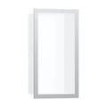 Настенная ниша с дизайнерской рамкой Hansgrohe XtraStoris Individual 30x15х10 см, белый матовый/нержавеющая сталь (56096800) Скрытые ниши Hansgrohe