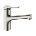 Смеситель для кухни Hansgrohe Zesis M33, с выдвижной лейкой, нержавеющая сталь (74800800) Для кухни Нержавеющая сталь