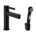 Смеситель для раковины Hansgrohe Finoris 110, с гигиеническим душем, черный матовый (76210670) Для раковины Черный матовый