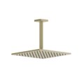 Потолочный верхний душ 250х250 мм с душевым кронштейном Gessi Inverso Rigato, Brass Brushed PVD (59155-727) Верхние души Матовая латунь PVD