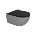 Подвесной безободковый унитаз Flaminia App Goclean, с сиденьем Slim Soft Close, Silver Black (AP118GSCP+QKCW09CAR) Подвесные 