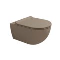 Подвесной безободковый унитаз Flaminia App Goclean, с сиденьем Slim Soft Close, Fango (AP118GFAN+QKCW09FAN) Подвесные 