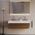 Раковина керамическая двойная 120х47 см Catalano Premium, Bianco lucido (02 2122 2001) На столешницу, Подвесные Прямоугольные