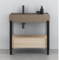 Мебельный комплект с раковиной, ящиком и стальной консолью Cielo Plinio 85, коричневый c черным (PNLA85-AN+PNST85-NM+PNC85E-RS) Cielo Мебельные комплекты