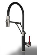 Змішувач для кухні Gessi Kitchen OFFICINE, сталь / чорний матовий (60205-599) Для кухні Нерж. сталь, Чорний матовий