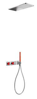 Термостатический душевой комплект скрытого монтажа Tres Loft colors BLOCK SYSTEM (20735202RO) Душевые комплекты (системы) Красный-хром