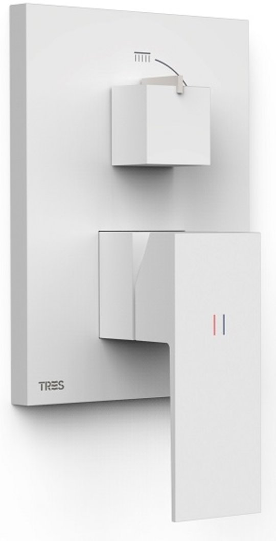 Смеситель Tres Slim Exclusive SLIM-TRES, белый матовый (10628001BM) Для ванны, Для душа Белый матовый