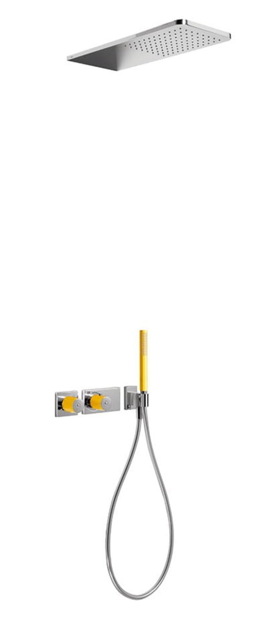 Термостатический душевой комплект скрытого монтажа Tres Loft colors BLOCK SYSTEM (20735202AM) Душевые комплекты (системы) Желтый-хром