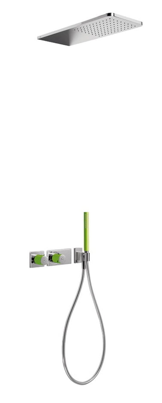 Термостатический душевой комплект скрытого монтажа Tres Loft colors BLOCK SYSTEM (20735202VE) Душевые комплекты (системы) Зеленый-хром