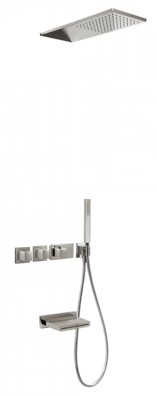 Термостатический душевой комплект скрытого монтажа Tres BLOCK SYSTEM (20725305AC) Душевые комплекты (системы) Нерж. сталь
