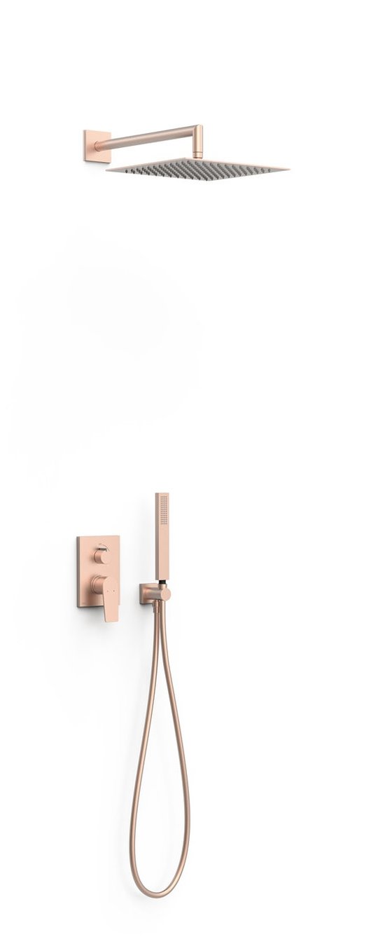 Душевой комплект скрытого монтажа Tres Rapid-Box, розовое золото матовый (21128004OPM) Душевые комплекты (системы) Розовое золото матовый