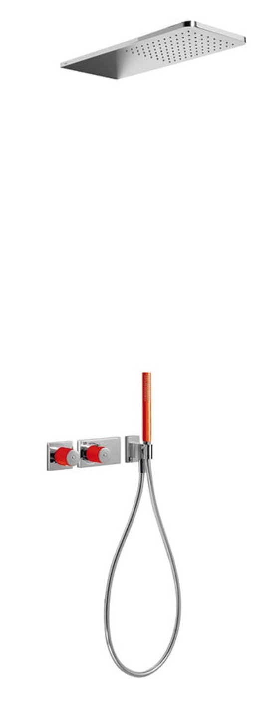 Термостатический душевой комплект скрытого монтажа Tres Loft colors BLOCK SYSTEM (20735202RO) Душевые комплекты (системы) Красный-хром